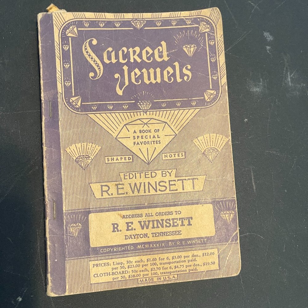 Vintage 1939 Sacred Jewels Songbook Edited By R.E. Winsett